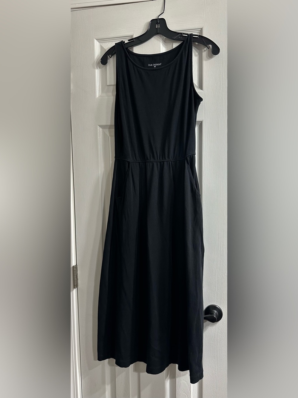 Casual Sleeveless Black Midi Dress by Fair Indigo - Medium